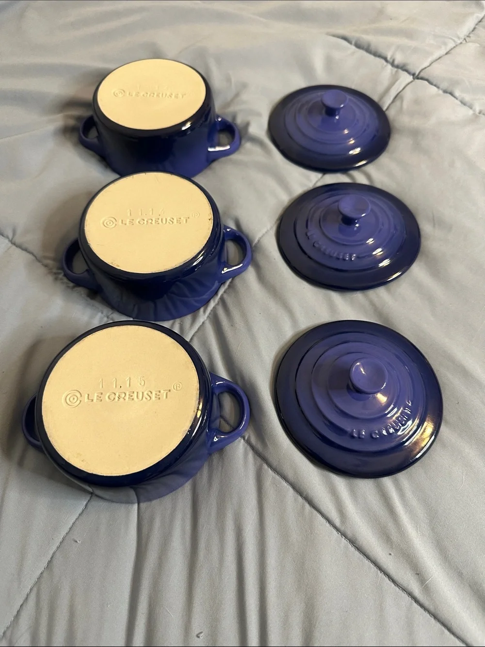 Le Creuset Blue Mini Cocotte Set - 3 Small Covered Casseroles